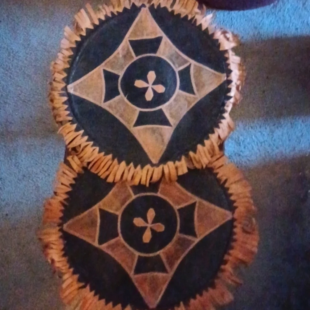 𝅺TWO Genuine Leather Custom Hand-made Circular Pillow Cases